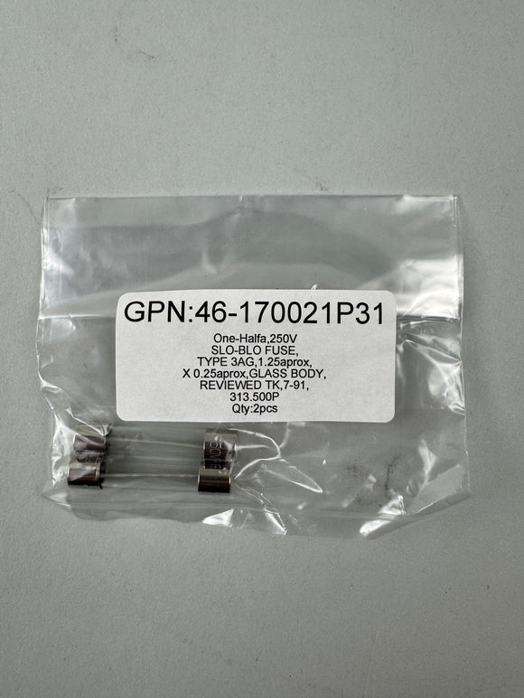 GE ONE-HALF A 250V SLOW-BLOW FUSE P/N 46-170021P31