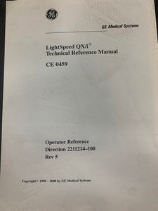 GE LIGHTSPEED QX/I REFERENCE MANUAL 2211214-100