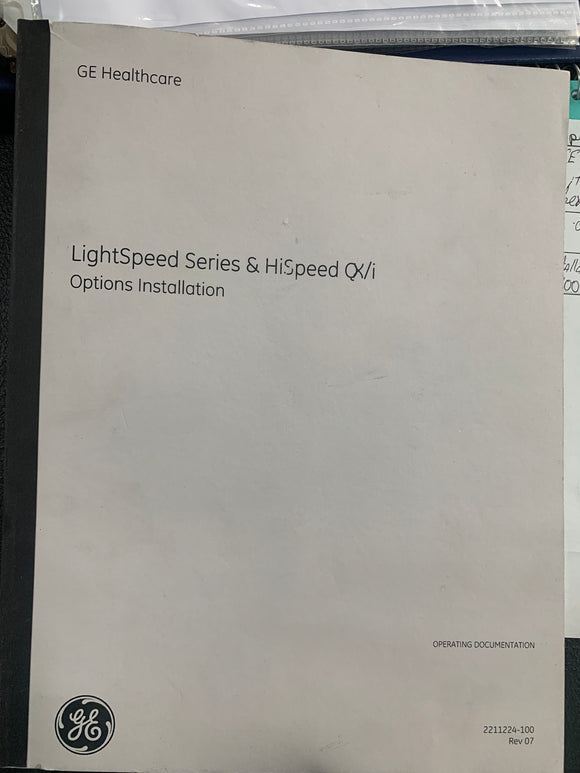 GE LIGHTSPEED & HISPEED QX/I OPTIONS INSTALLATION, 2211224-100