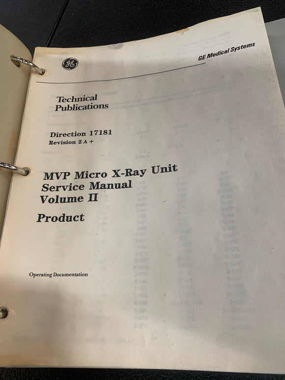 GE MVP MICRO X-RAY UNIT SERVICE MANUAL