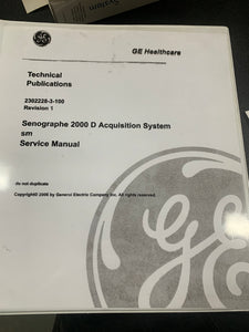 GE SENOGRAPHE 2000D SERVICE MANUAL 2302228-3-100
