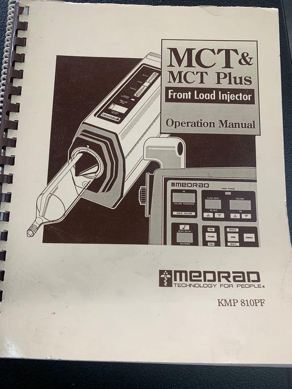 MEDRAD MCT & MCT PLUS FRONT LOAD INJECTOR OPERATION MANUAL – Puma ...