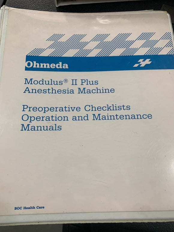 OHMEDA MODULUS II PLUS ANESTHESIA MACHINE MANUALS