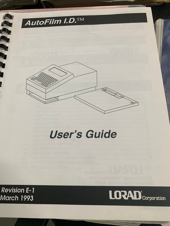 LORAD AUTOFILM I.D. USER'S GUIDE, 9-500A-0078