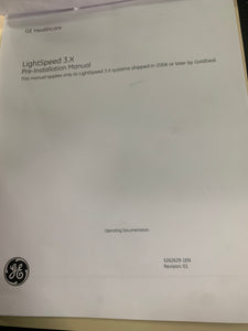 GE LIGHTSPEED 3.X PRE-INSTALLATION MANUAL