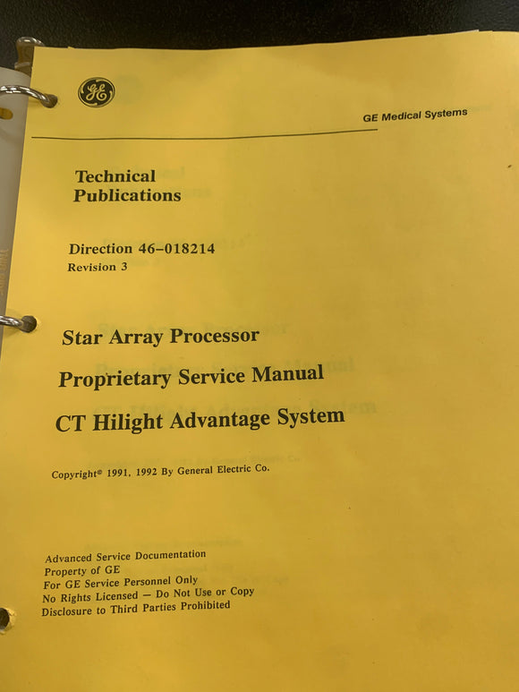 GE STAR ARRAY PROCESSOR SERVICE MANUAL