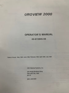 OEC UROVIEW 2000 OPERATOR'S MANUAL