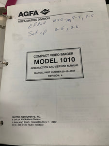 AGFA COMPACT VIDEO IMAGER, MODEL 1010 SERVICE MANUAL