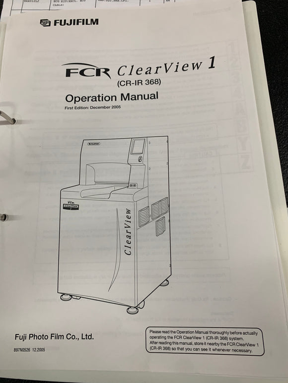 FUJI FCR CLEARVIEW1 OPERATION MANUAL DOC. 897N0526