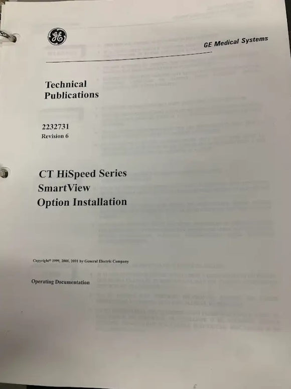 GE HISPEED CT SMARTVIEW OPTION INSTALLATION GUIDE, 2232731