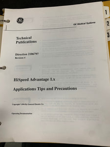 GE HISPEED ADVANTAGE 1.X APPLICATION TIPS 2106797