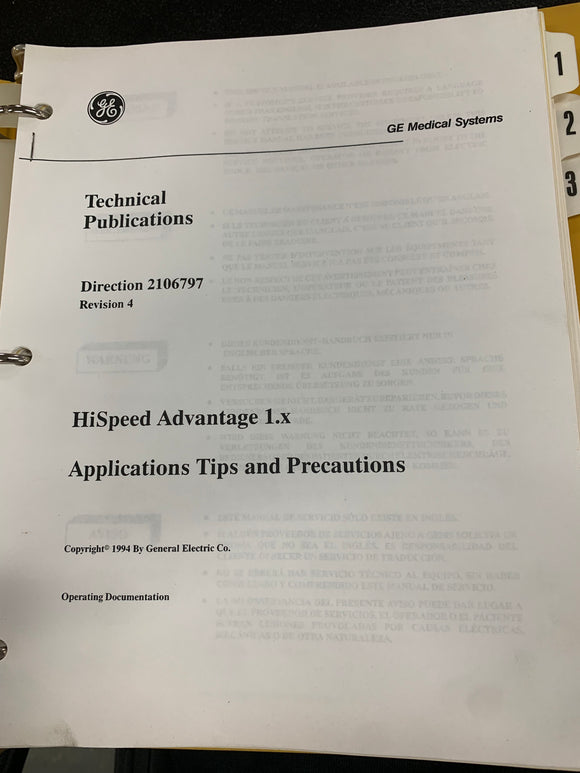 GE HISPEED ADVANTAGE 1.X APPLICATION TIPS 2106797