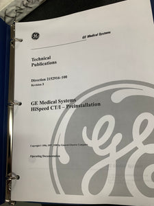 GE HISPEED CT PRE-INSTALLATION MANUAL, 2152916-100