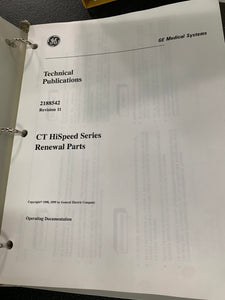 GE HISPEED SERIES CT RENEWAL PARTS GUIDE, 2188542
