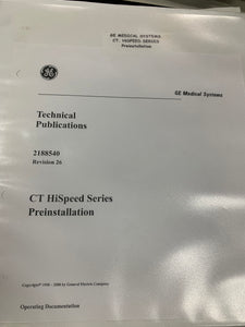 GE HISPEED CT PRE-INSTALLATION GUIDE, 2188540