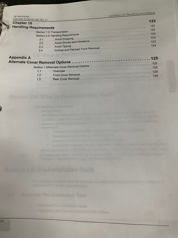 GE LIGHTSPEED VCT PRE-INSTALLATION MANUAL