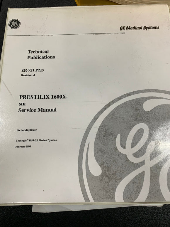 GE PRESTILIX 1600X SERVICE MANUAL 826 921 P215
