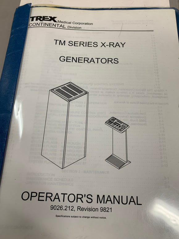 TREX TM SERIES X-RAY GENERATORS OPERATOR'S MANUAL