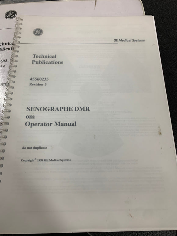 GE SENOGRAPHE DMR OPERATOR MANUAL, 45560235, REV 3