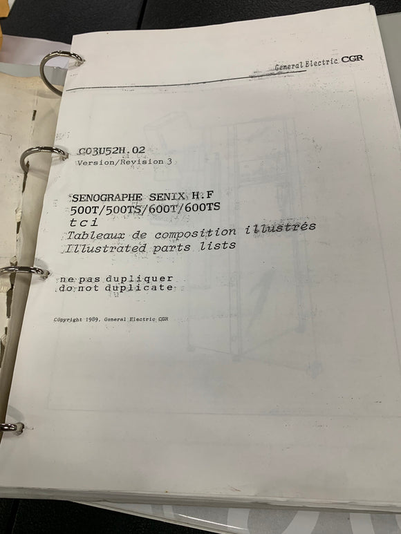 GE SENOGRAPHE ILLUSTRATED PARTS LISTS, C03U52H.02