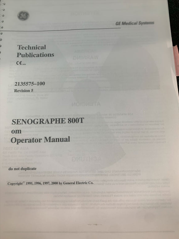 GE SENOGRAPHE 800T OPERATOR MANUAL, 2135575-100