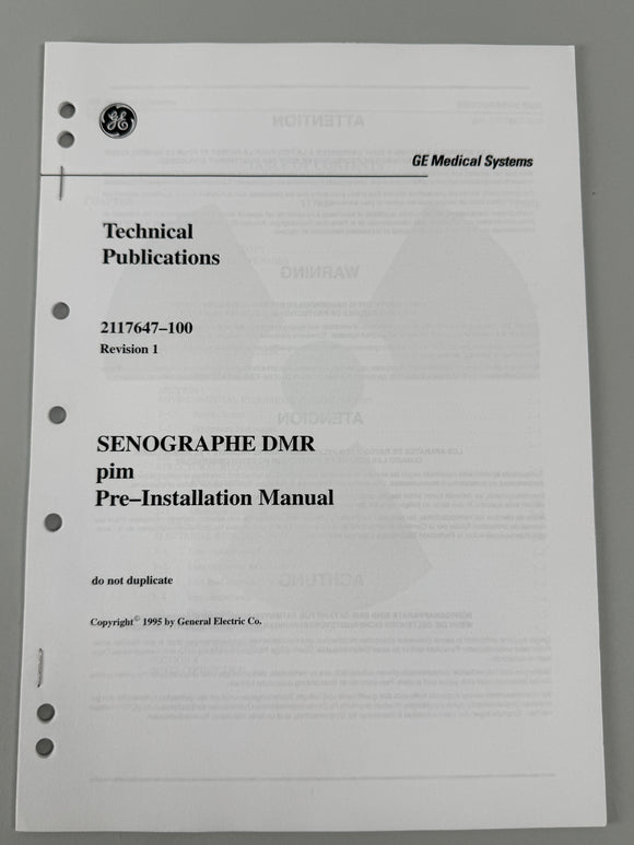 GE MEDICAL SYSTEMS 2117647-100 REV 1