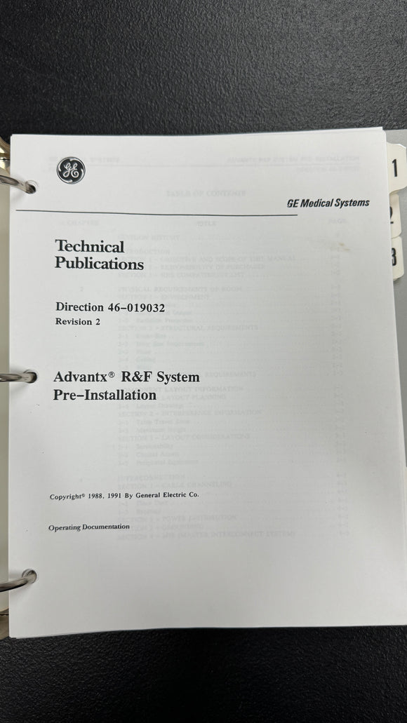 GE ADVANTX VSE PRE-INSTALLATION GUIDE, 46-019032 REV. 2