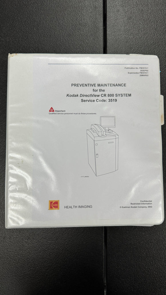 KODAK DIRECTVIEW CR 800 PREVENTIVE MAINTENANCE