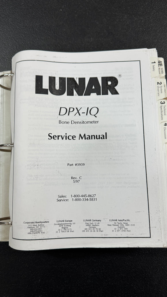 LUNAR DPX-IQ BONE DENSITOMETER SERVICE MANUAL