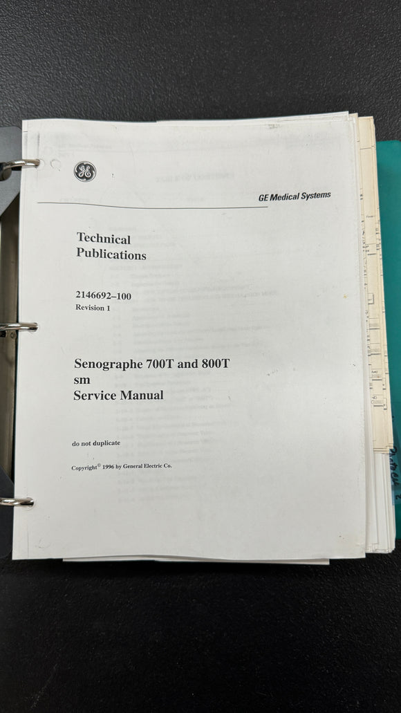 GE SENOGRAPHE 700T AND 800T SERVICE MANUAL # 2146692-100