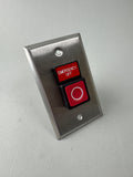 General Electric P9B10VN Red Emergency Off Push Button, Mulberry Plate, Used