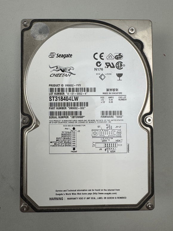 Seagate Cheetah ST318404LW 9N9002-002 3.5'' 68 Pin Hard Drive