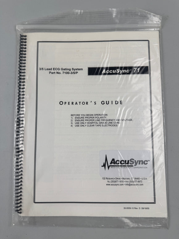 ACCUSYNC 71 P/N 35-0009-10 REV.D – Puma Export, Inc.